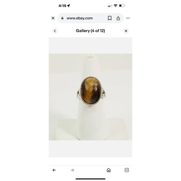 Sterling Silver Oval Faceted Tigers Eye Ring Size 7. - Picture 8 of 12